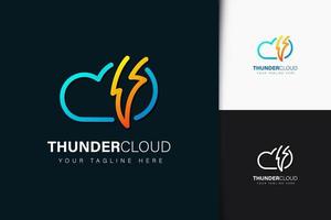 Thunder cloud logo design with gradient vector