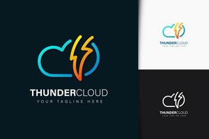 Thunder cloud logo design with gradient vector