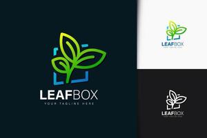 Leaf box logo design with gradient vector