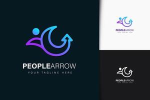 People arrow logo design with gradient vector