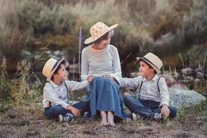 Grandmother with her grandchildren photo