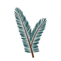 A branch of spruce or pine with green needles for decoration for a holiday. Vector clipart, isolated illustration on a white background. For postcards, banners, flyers