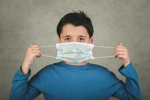 Coronavirus,Child wearing medical mask photo