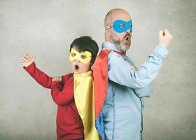 Father's day,father and son dressed as a superhero photo