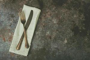 Vintage cutlery and napkin photo