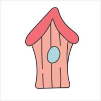 Wooden cute birdhouse. springtime Symbol, logo vector illustration