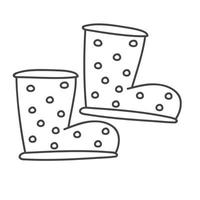 flat cartoon garden, kid, children rubber boots with white dots.icon simple vector