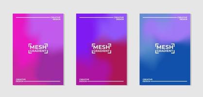 Vector set of cover designs with mesh gradient colors. Templates collection for banner, brochure, poster, flyer, card, etc in A4.