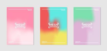 Vector set of cover designs with mesh gradient colors. Templates collection for banner, brochure, poster, flyer, card, etc in A4.