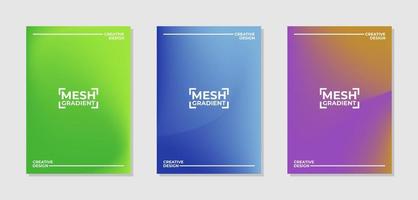 Vector set of cover designs with mesh gradient colors. Templates collection for banner, brochure, poster, flyer, card, etc in A4.