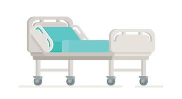 Hospital couch for patients. Hospital bed with medical equipment. Complex illness. vector