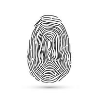 Fingerprint icon isolated on write with shadow. vector