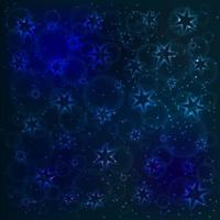 The magic dark blue pattern with glowing neon stars, bubblies and sparkling particles. Space background. Design template. The night sky vector illustration.