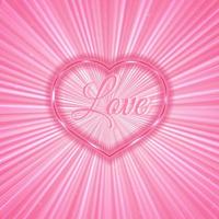 Neon heart on light pink abstract glowing background. Retro Valentine s Day greeting card. Easy to edit design template. Vector illustration.