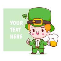 Cartoon illustration of cute Leprechaun chibi character. Happy Saint Patrick day vector