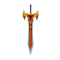 Fantasy sword design orange and black color vector