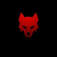 Template logo design head face wolf red color and black background vector