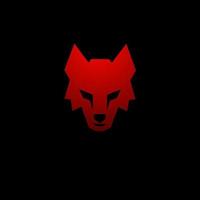 plantilla de diseño de logotipo cabeza cara lobo color rojo y fondo negro vector