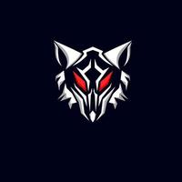 Template logo head wolf white color red eyes vector