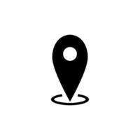 simple location sign vector icon. silhouette map marker