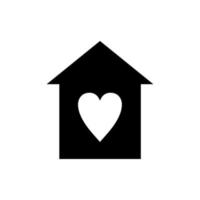 simple house icon vector with heart