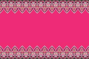 flor negra rosa, verde, blanca sobre rosa. patrón geométrico étnico oriental diseño tradicional para fondo, alfombra, papel pintado, ropa, envoltura, batik, tela, estilo de bordado de ilustración vectorial vector