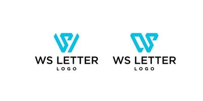 Letter W S monogram tech logo design with business card template. vector