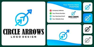 Circle Arrows logo design with business card template. vector