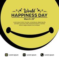 International day of happiness banner design with a big smiley face vector