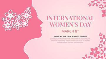 International womens day design with silhouette woman and flowers vector