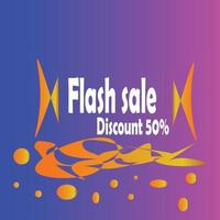 Blue and purple background with the words flash sale discount. vector