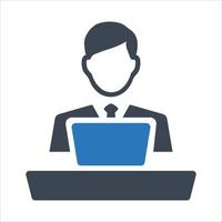 Typing on laptop icon on white background vector