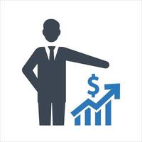 Presenting statistics report icon, presentation, Presenting Business Report vector