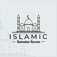 mosque islamic logo line art simple minimalist vector illustration template icon graphic design