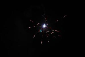 a single small explosion during a fireworks display on new year's eve photo