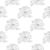 Seamless white abstract floral background with white line flowers. Line art vector floral background. Botanical textile