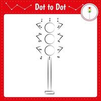 Educational game for preschool children. Vector illustration. Connect the dots. Traffic lights