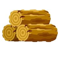 Stack of Brown log. Building wood material. Natural element. vector