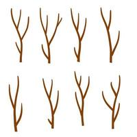 Tree branch. Set of different brown sticks. Cartoon flat illustration. vector