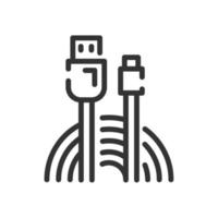Cable icon in simple one line style vector
