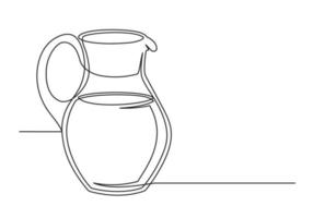 Continuous one line drawing of an vintage milk jug vector