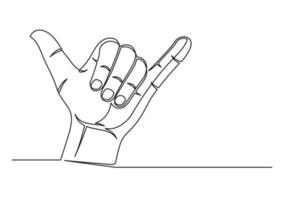 Continuous one line drawing of an surfer hand