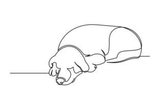 Sleeping dog continuous line vector