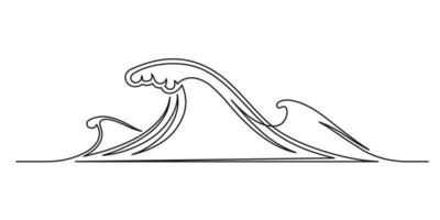 Continuous one line drawing of an vintage wave vector