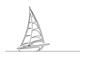 Continuous one line drawing of an vintage sailing yacht vector