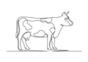 Continuous one line drawing of an cow vector