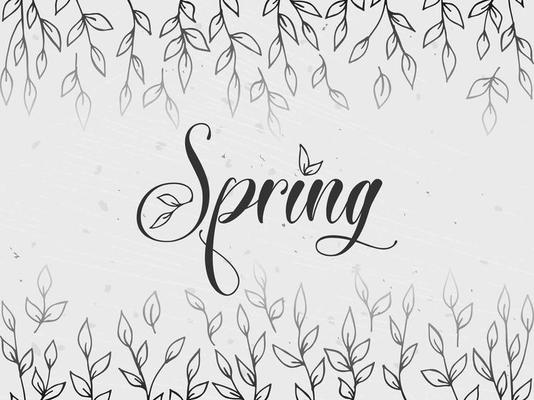 Spring lettering. Vector illustration with texture on a gray background.