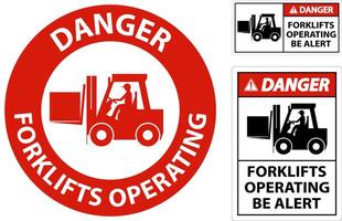 Danger 2-Way Forklifts Operating Sign On White Background vector