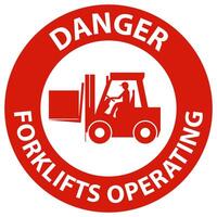 Danger 2-Way Forklifts Operating Sign On White Background vector