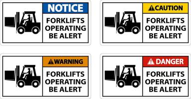 Caution 2-Way Forklifts Operating Sign On White Background vector